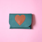 Étui pour cartes cuir vert & camel