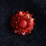 Broche Succulente framboise, rouge, rose et or