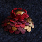 Broche Succulente framboise, prune et or