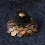 Broche Succulente or, bronze, noir