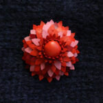 Broche Succulente rouge, rose, bordeaux