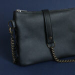 Sac pochette Merle noir et argent (gamme slim)