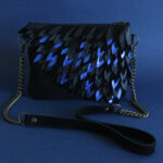 Sac pochette Merle noir et bleu métallisé (gamme slim)