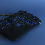 Sac pochette Merle noir et bleu métallisé (gamme slim)