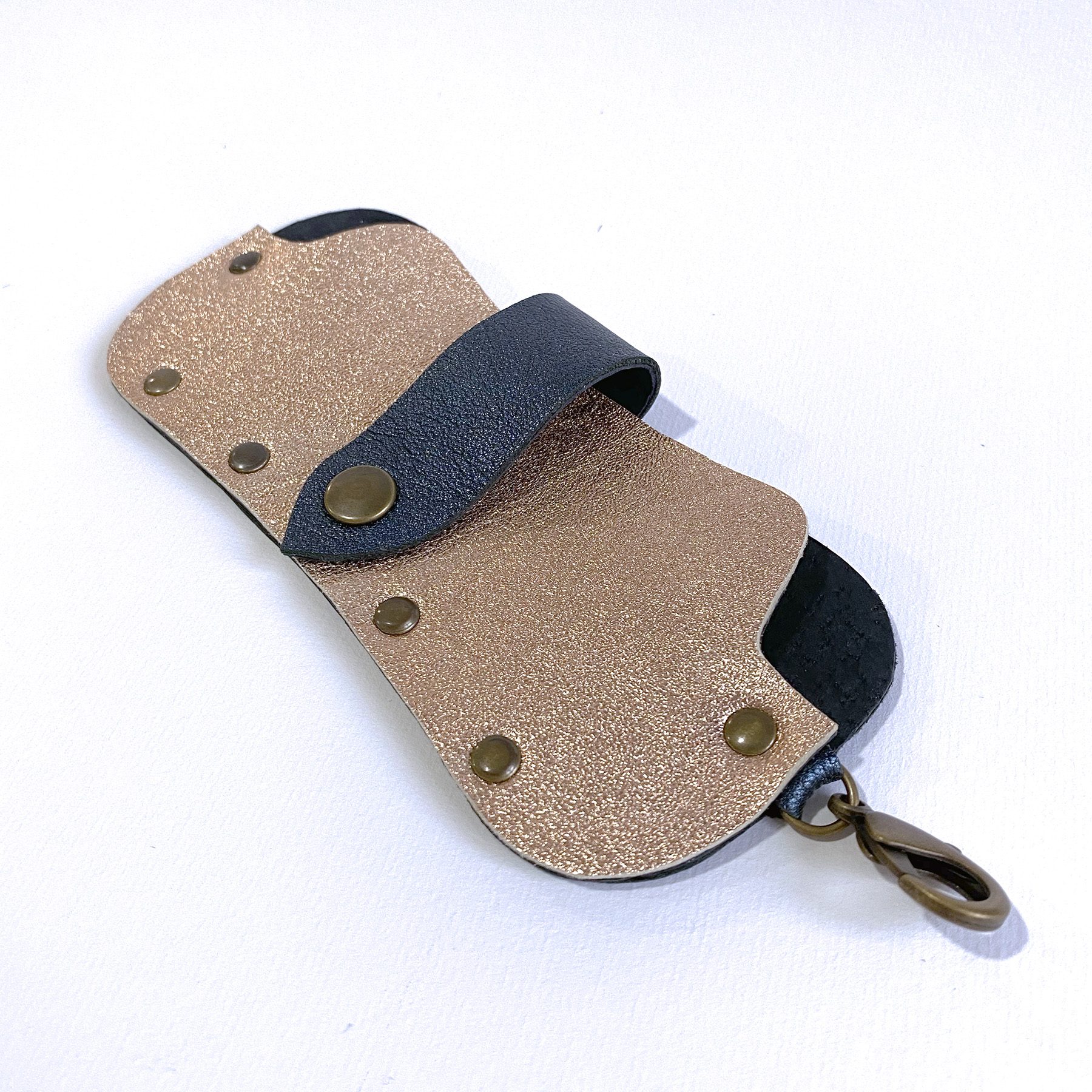 Étui à lunettes JIMI métallisé champagne et cobalt