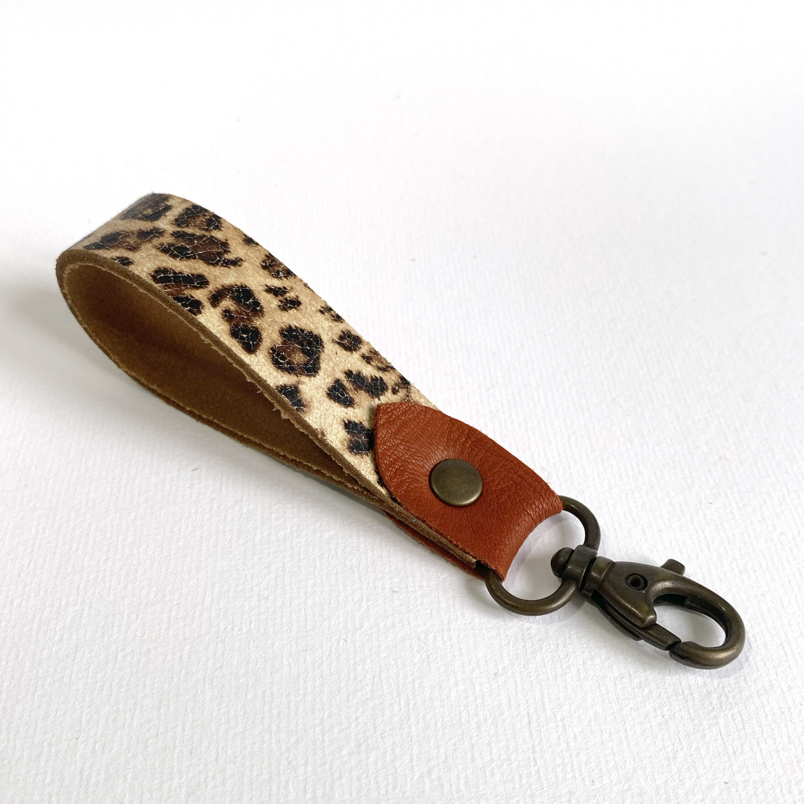 Porte-clés Dave léopard et cognac