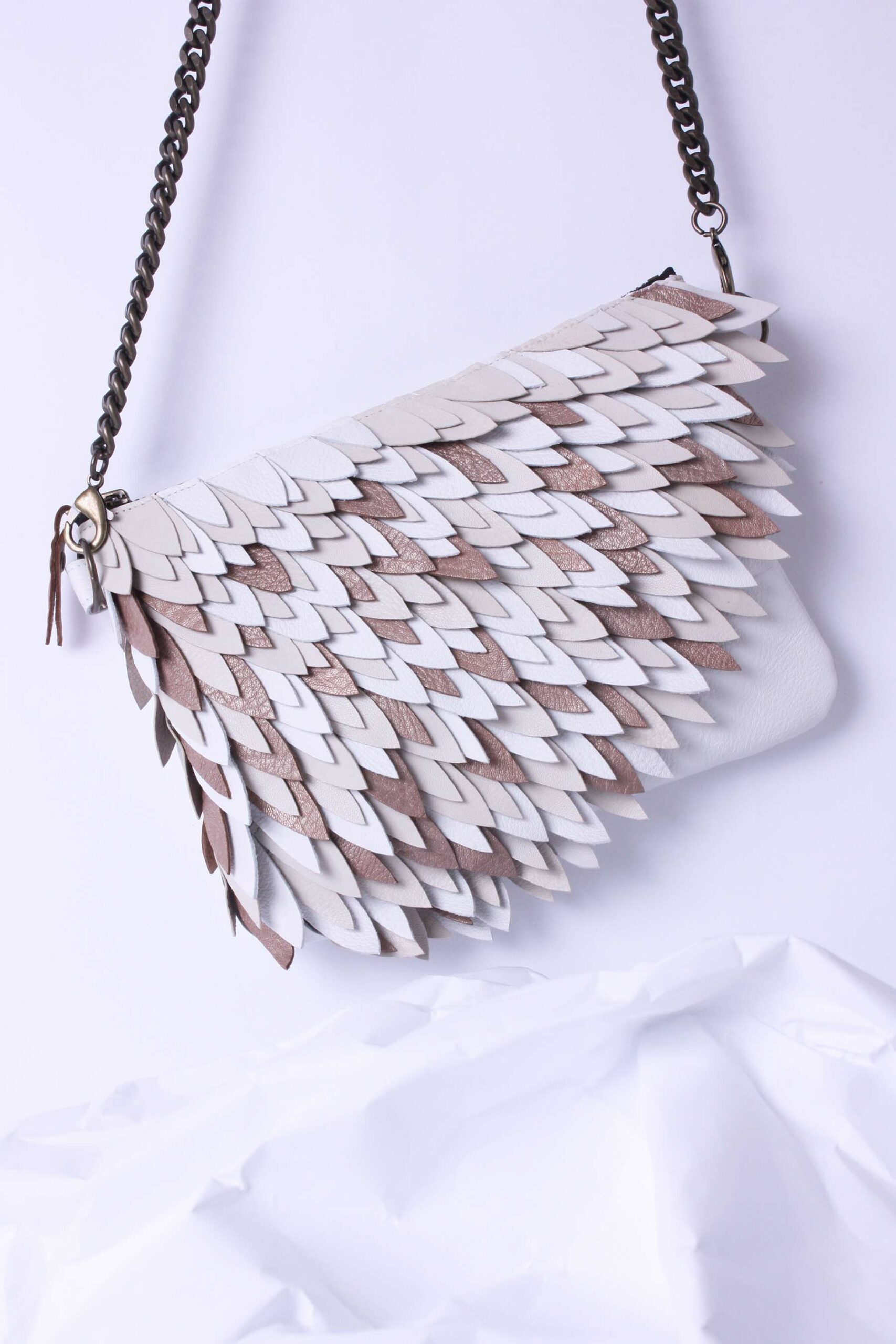 Sac pochette Merle en cuir camaïeu crème // fin de série //