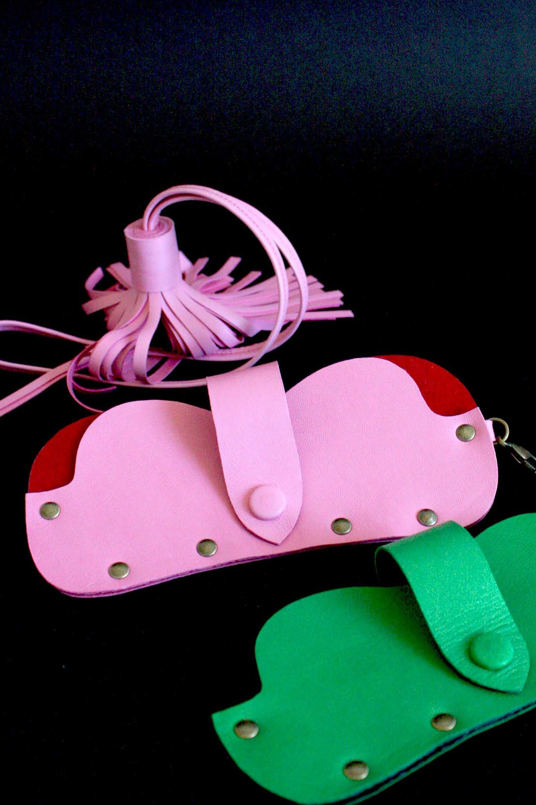 Étui à lunettes en cuir Jimi rose bubblegum