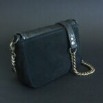 Sac Mini Venus en cuir noir façon serpent
